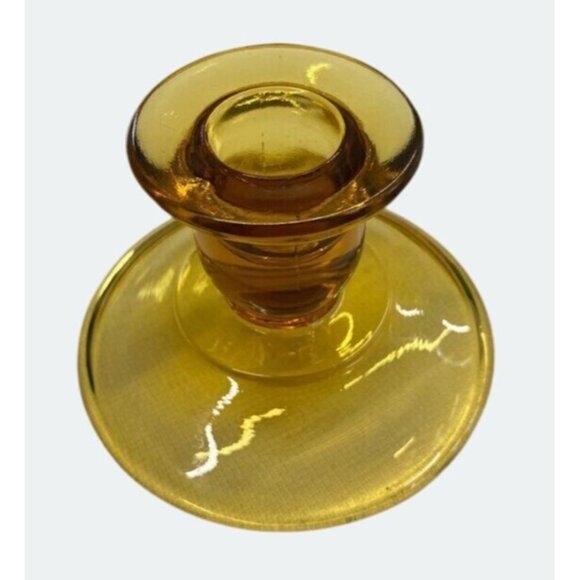 Amber Glass Candle Holder Vintage Style Home Decor - Picture 3 of 6